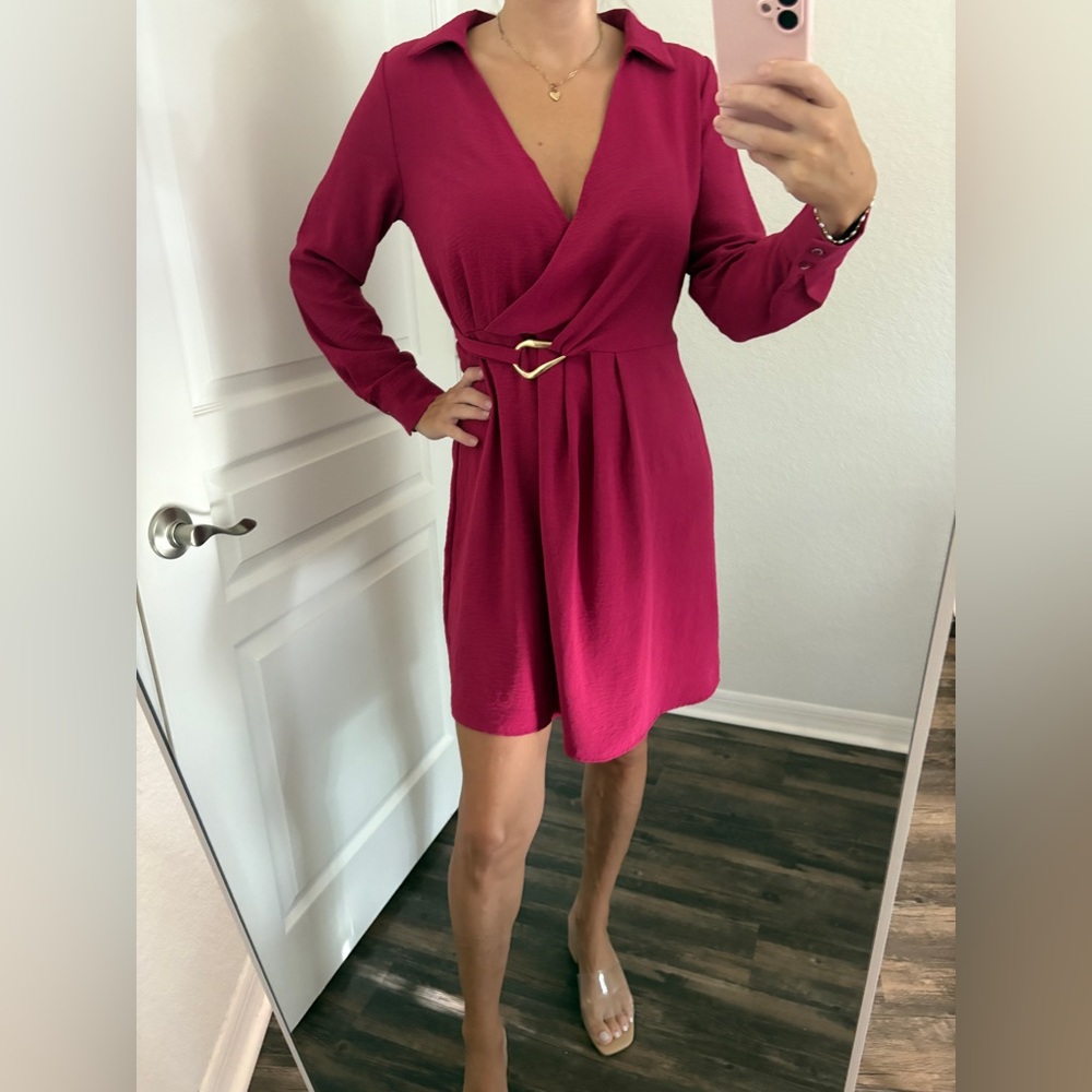 Fred David Fuchsia Long Sleeve Dress